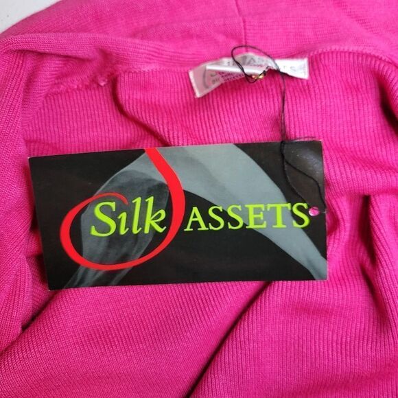 Diane Von Furstenburg Pink Silk Open Cardigan Floral Embroidery Split Cuffs NWT - Picture 11 of 14